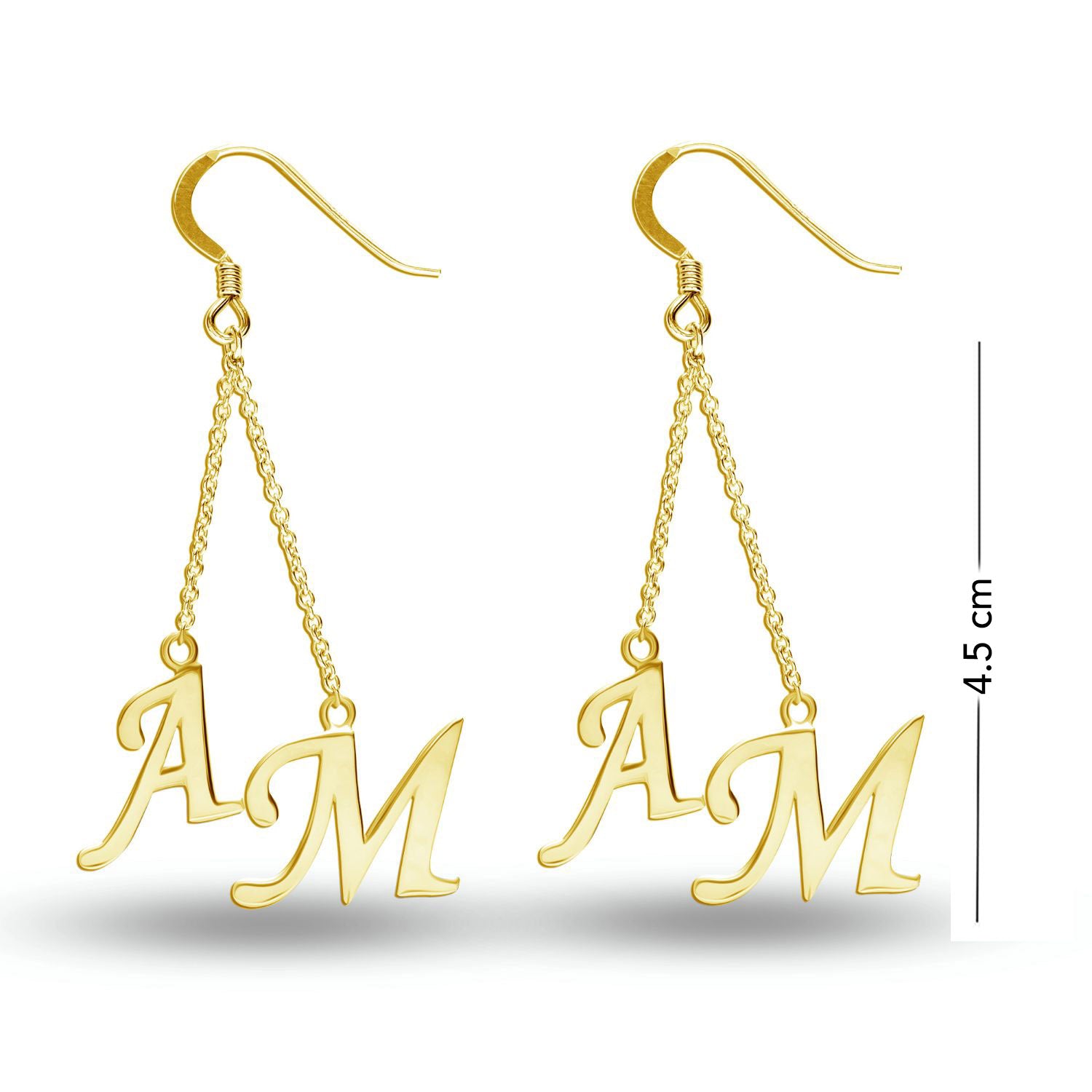 Personalised 925 Sterling Silver Gold Plated Initial Tassel Dangler Earrings for Teen Women