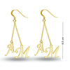 Personalised 925 Sterling Silver Gold Plated Initial Tassel Dangler Earrings for Teen Women