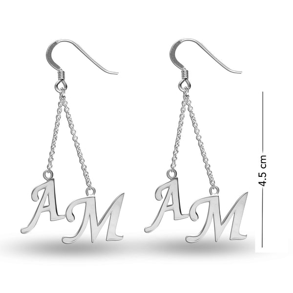 Personalised 925 Sterling Silver Initial Tassel Dangler Earrings for Teen Women