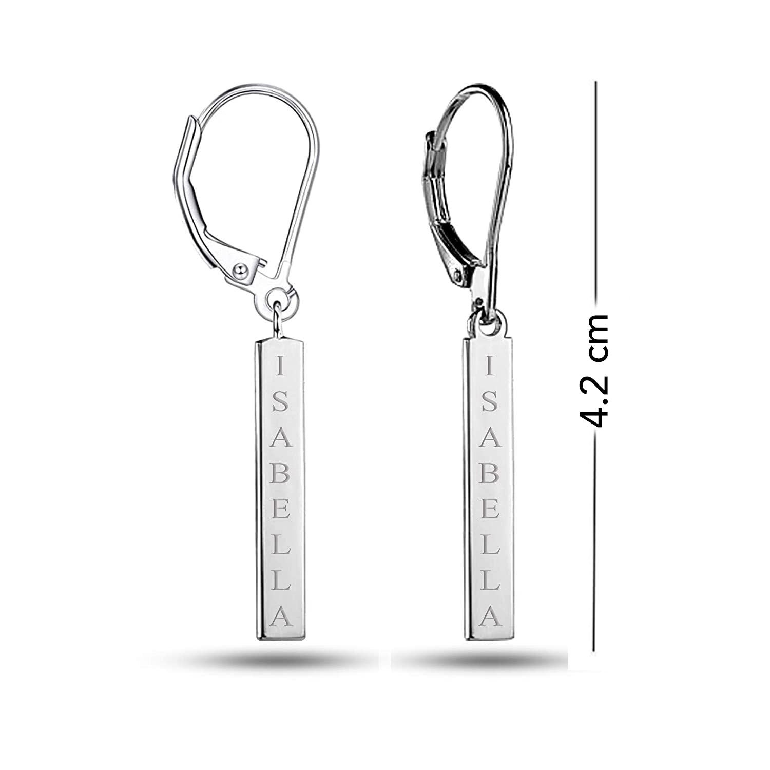 Personalised 925 Sterling Silver Engraved Tag Earrings for Teen Women