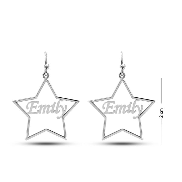 Personalised 925 Sterling Silver Name Star Shape Earring for Teen Women