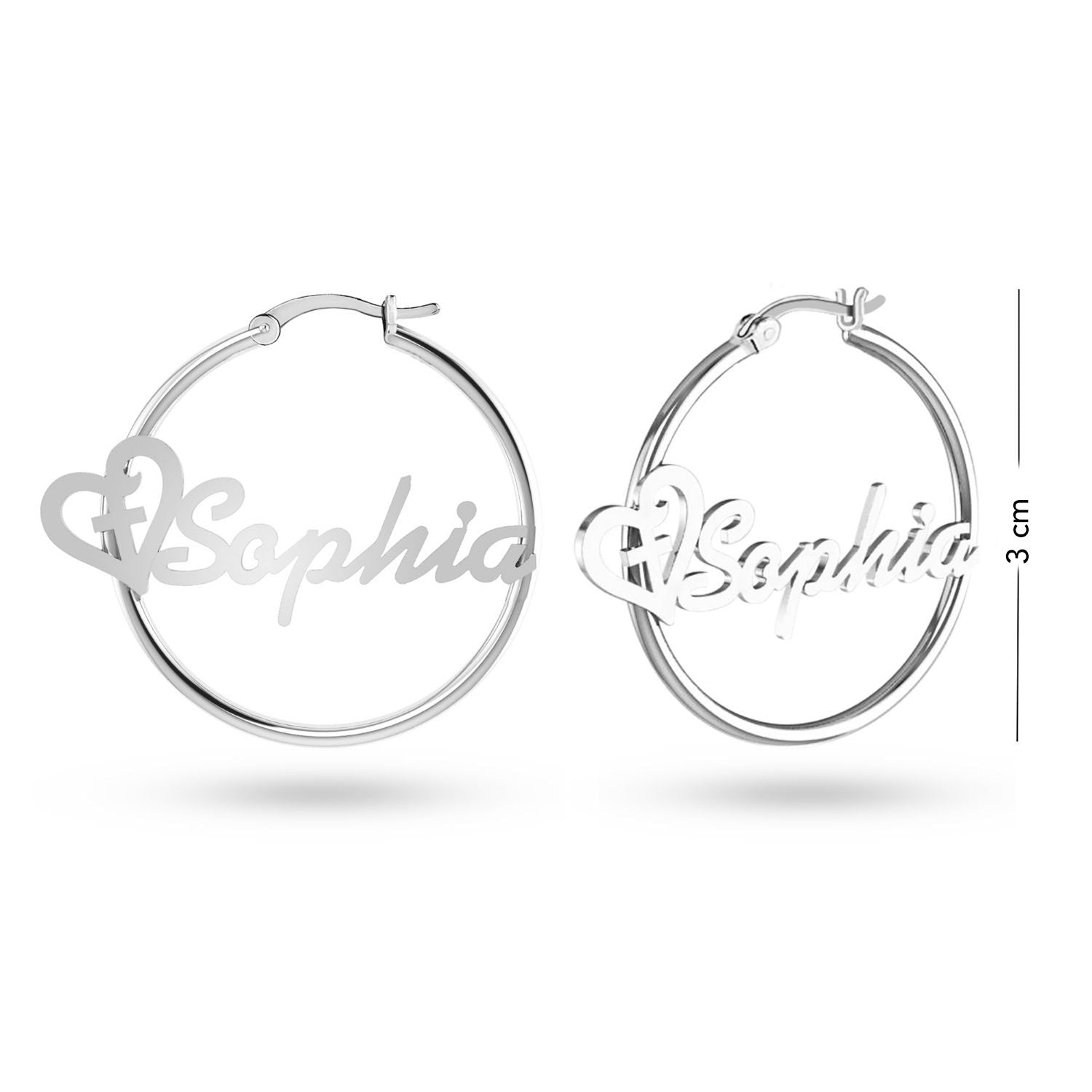 Personalised 925 Sterling Silver Heart Name ClickTop Hoop Earrings with Personalised Message BOX for Teen Women