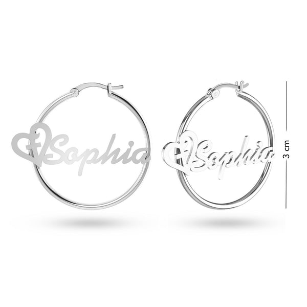 Personalised 925 Sterling Silver Heart Name ClickTop Hoop Earrings with Personalised Message BOX for Teen Women