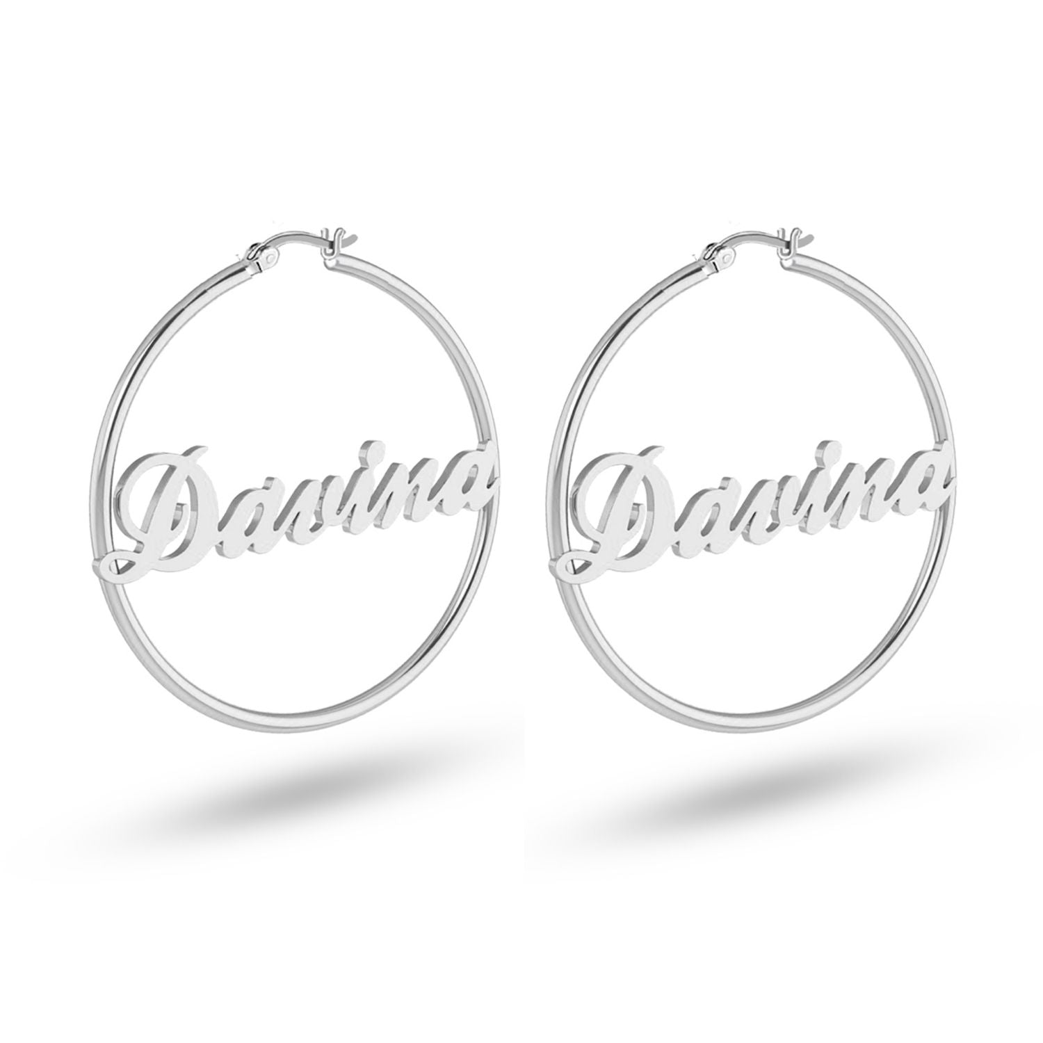 Personalised 925 Sterling Silver Name ClickTop Hoop Earrings for Teen Women