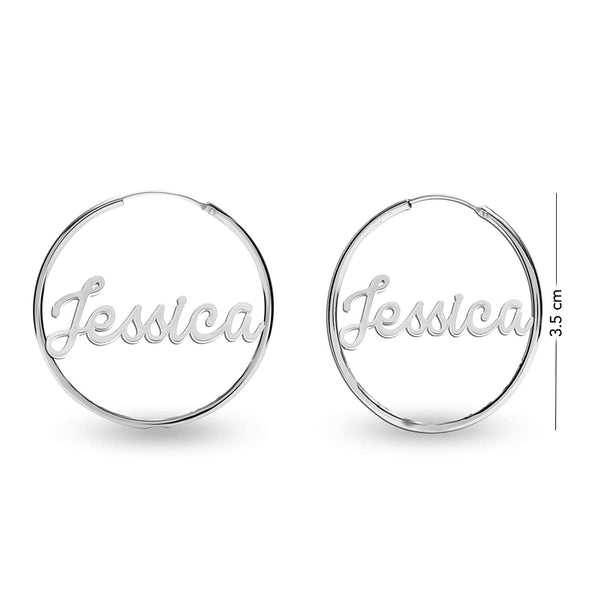 Personalised 925 Sterling Silver Name Endless Hoop Earrings with Personalised Photo & Message BOX for Teen Women