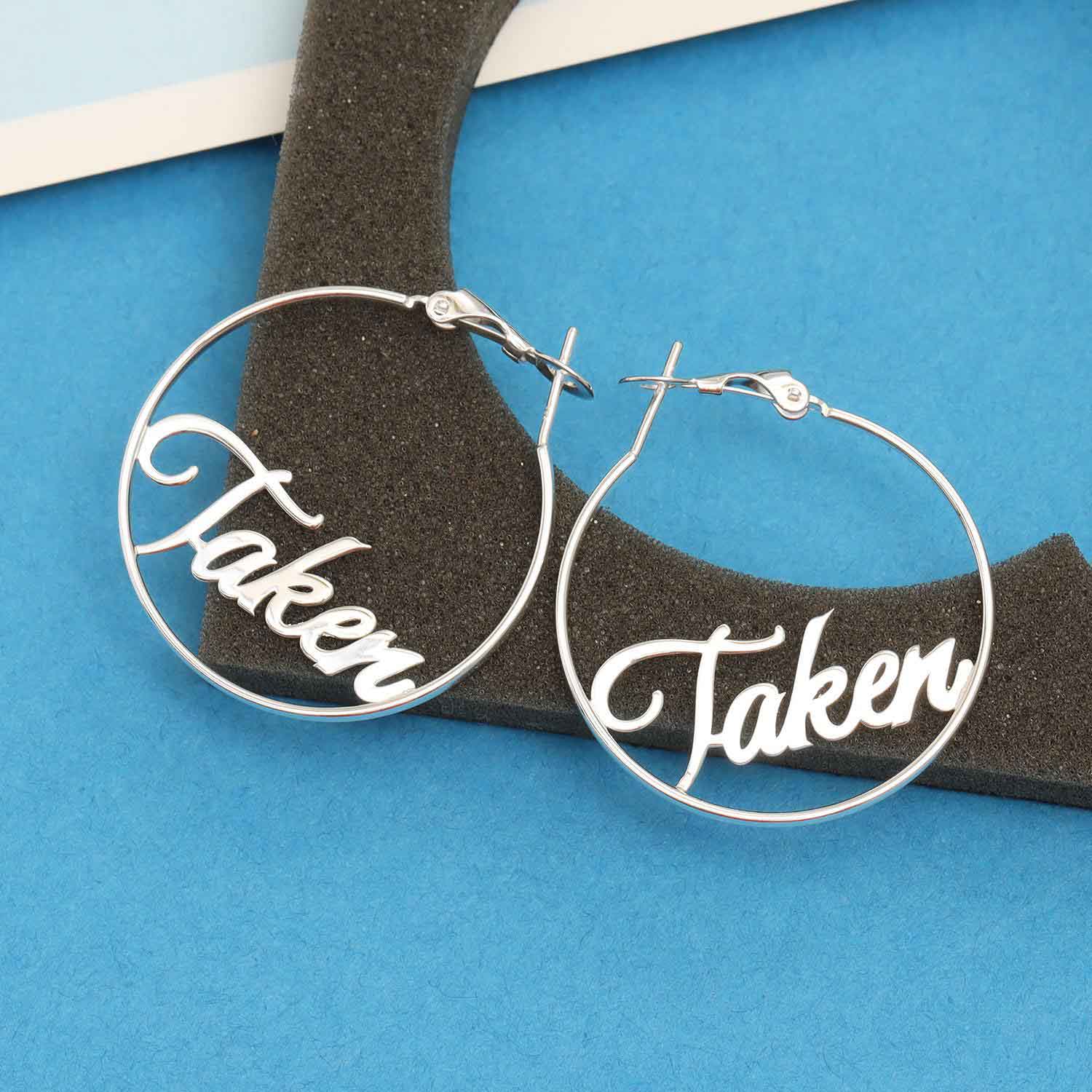 Personalised 925 Sterling Silver Name Clutchless Hoop Earrings for Teen Women