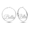 Personalised 925 Sterling Silver Name Clutchless Hoop Earrings for Teen Women