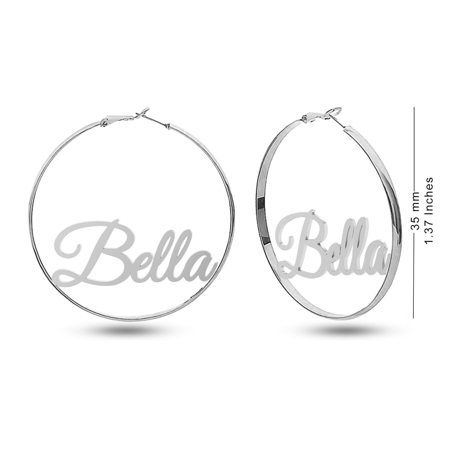 Personalised 925 Sterling Silver Name Clutchless Hoop Earrings for Teen Women