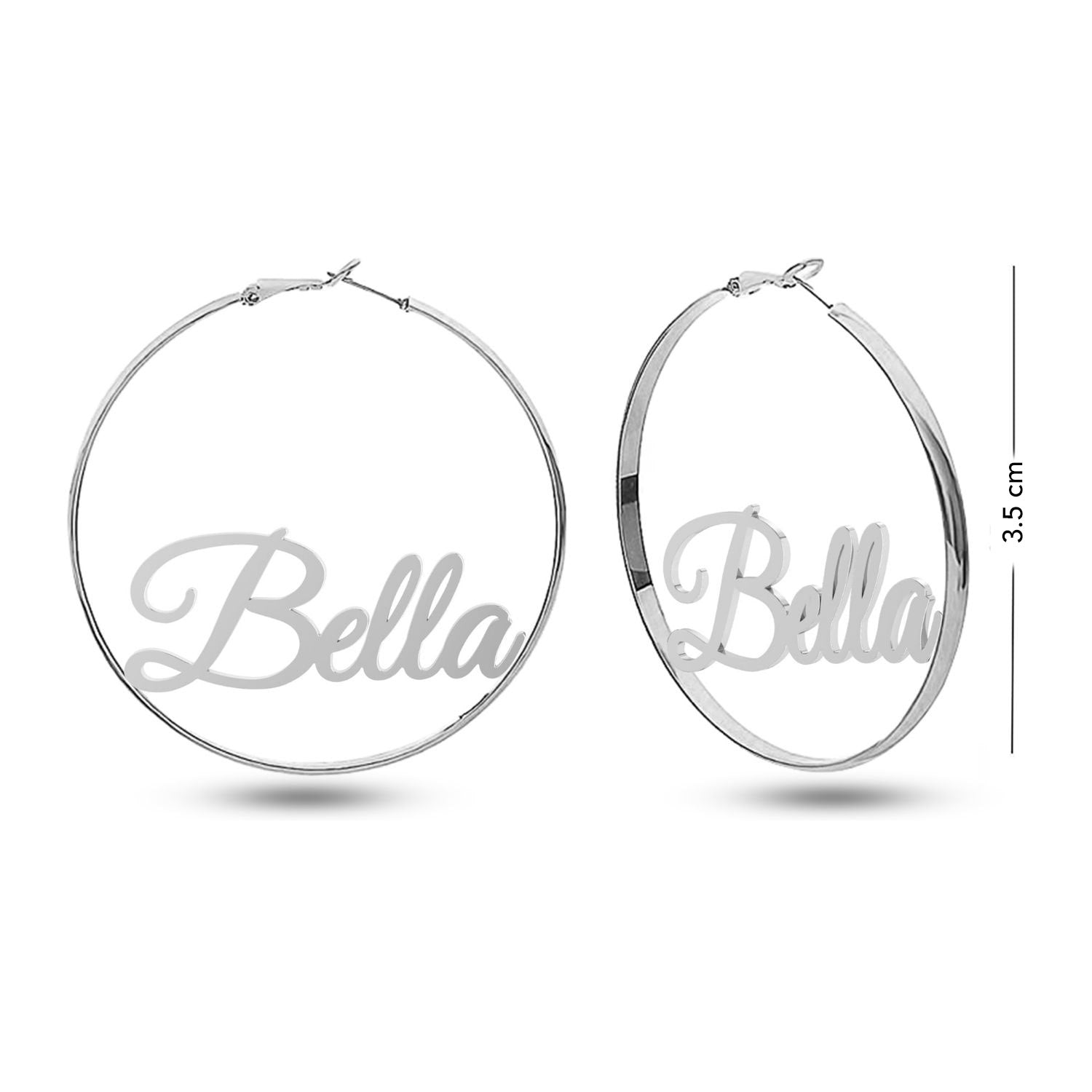 Personalised 925 Sterling Silver Name Clutchless Hoop Earrings with Personalised Message BOX for Teen Women