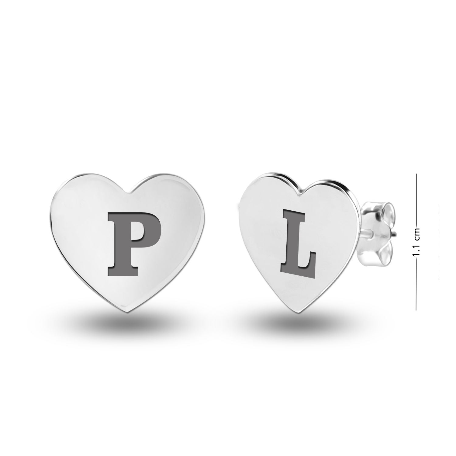 Personalised 925 Sterling Silver Initial Heart Stud Earrings with Personalised Photo & Message BOX for Teen Women