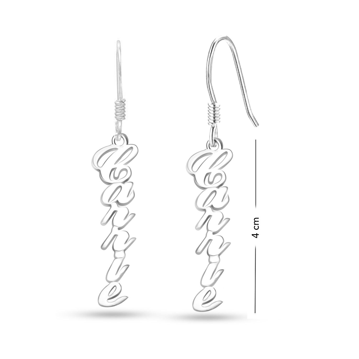 Personalised 925 Sterling Silver Name French Wire Dangle Earrings for Teen Women