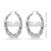 Personalised 925 Sterling Silver Tone Bamboo Name Hoop Earrings for Teen Women