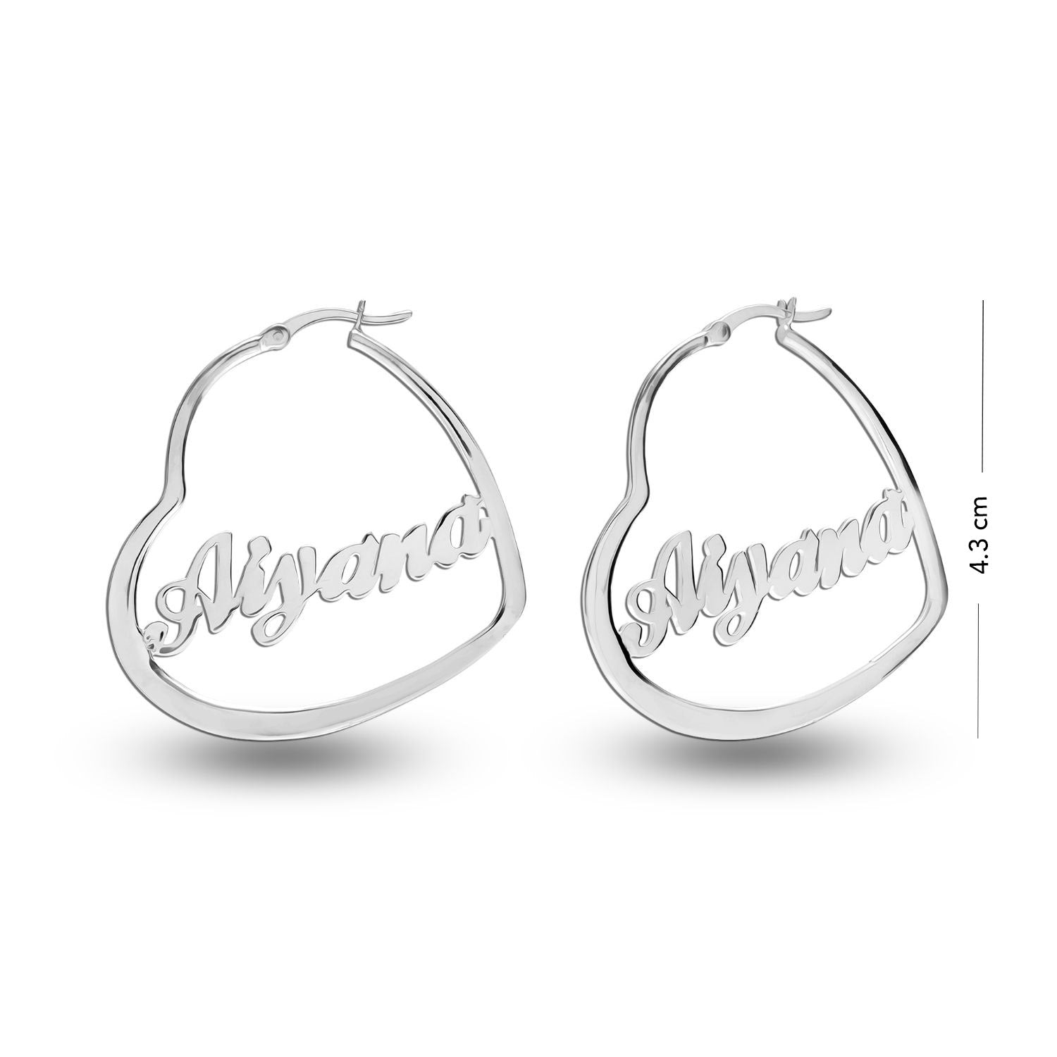 Personalised 925 Sterling Silver Name Heart Hoop Earrings with Personalised Photo & Message BOX for Teen Women