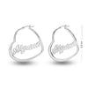 Personalised 925 Sterling Silver Name Heart Hoop Earrings with Personalised Photo & Message BOX for Teen Women