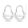 Personalised 925 Sterling Silver Name Gypsy Hoop Earrings for Women Teen