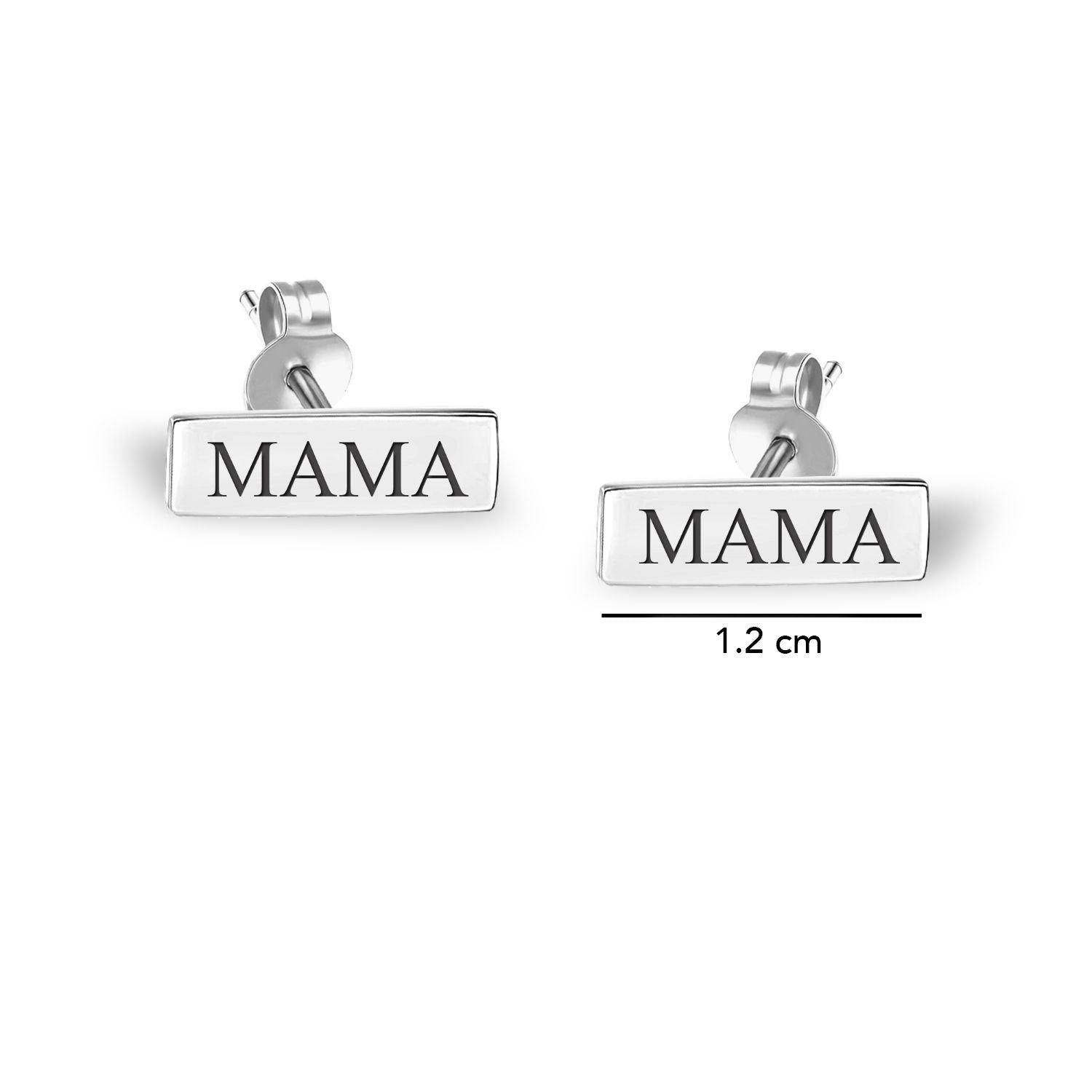 Personalised 925 Sterling Silver Name Small Bar Stud Earrings for Women Teen