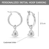 Personalised 925 Sterling Silver Heart Initials Hoop Earrings for Women