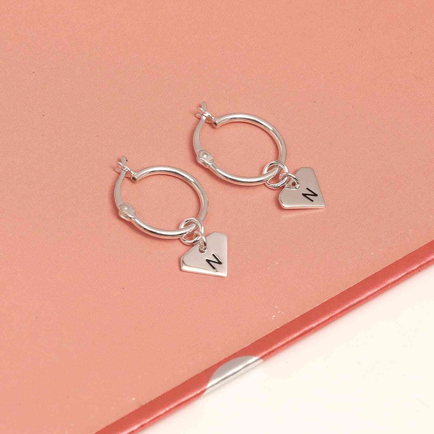 Personalised 925 Sterling Silver Unique Diamond Shape Hoop Earring for Women