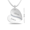 Personalised 925 Sterling Silver Engraved Couple Heart Name Necklace for Women