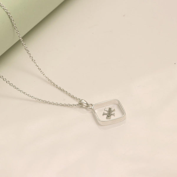 925 Sterling Silver Personalised Monogram Name Letter Square Shape Custom Initial Alphabet Transparent Resin Pendant Necklace for Teen Women