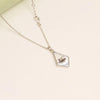 925 Sterling Silver Personalised Monogram Name Letter Rhombus Shape Custom Initial Alphabet Transparent Resin Pendant Necklace for Teen Women