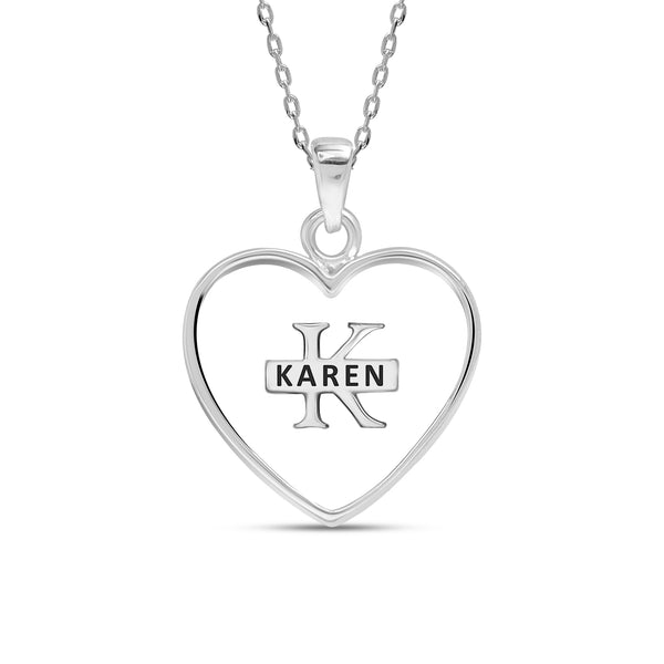 925 Sterling Silver Personalised Monogram Name Letter Heart Shape Custom Initial Alphabet Transparent Resin Pendant Necklace with Personalised Message BOX for Teen Women