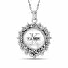 925 Sterling Silver Personalised Monogram Name Round Shape Custom Initial Antique Finish Flower Transparent Resin Pendant Necklace for Teen Women