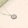 925 Sterling Silver Personalised Monogram Name Round Shape Custom Initial Antique Finish Flower Transparent Resin Pendant Necklace for Teen Women