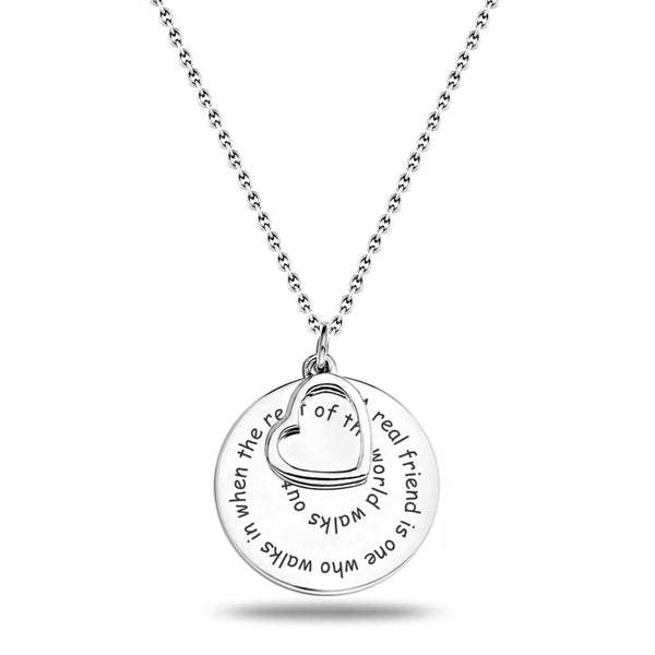 Personalised 925 Sterling Silver Engraved Inspirational Message Heart Necklace for Women