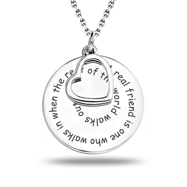 Personalised 925 Sterling Silver Engraved Inspirational Message Heart Necklace with Personalised Photo & Message BOX for Women