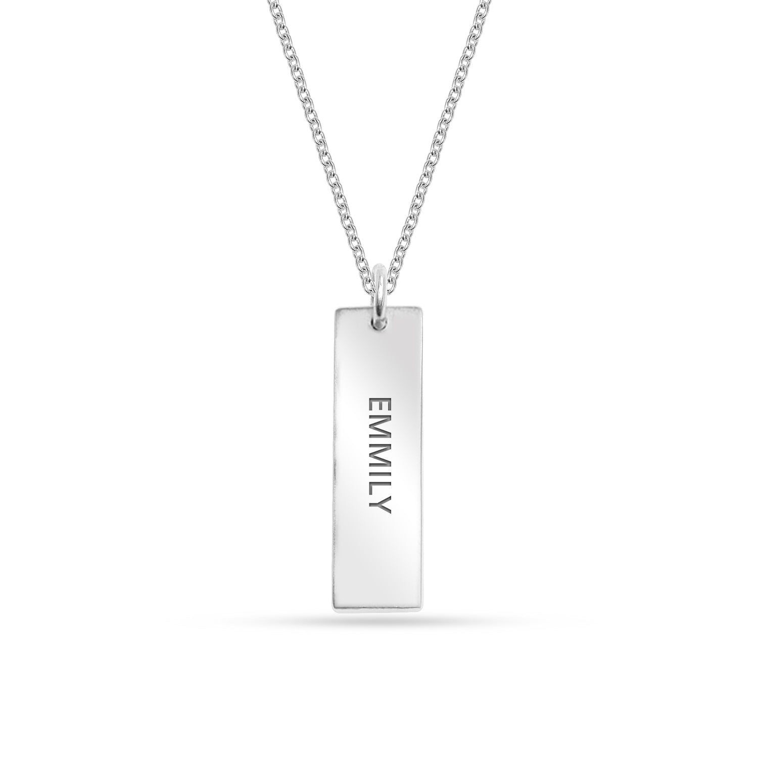 925 Sterling Silver Personalised Engraved Eyes Photo Bar Pendant Necklace with Personalised Photo & Message Box for Women