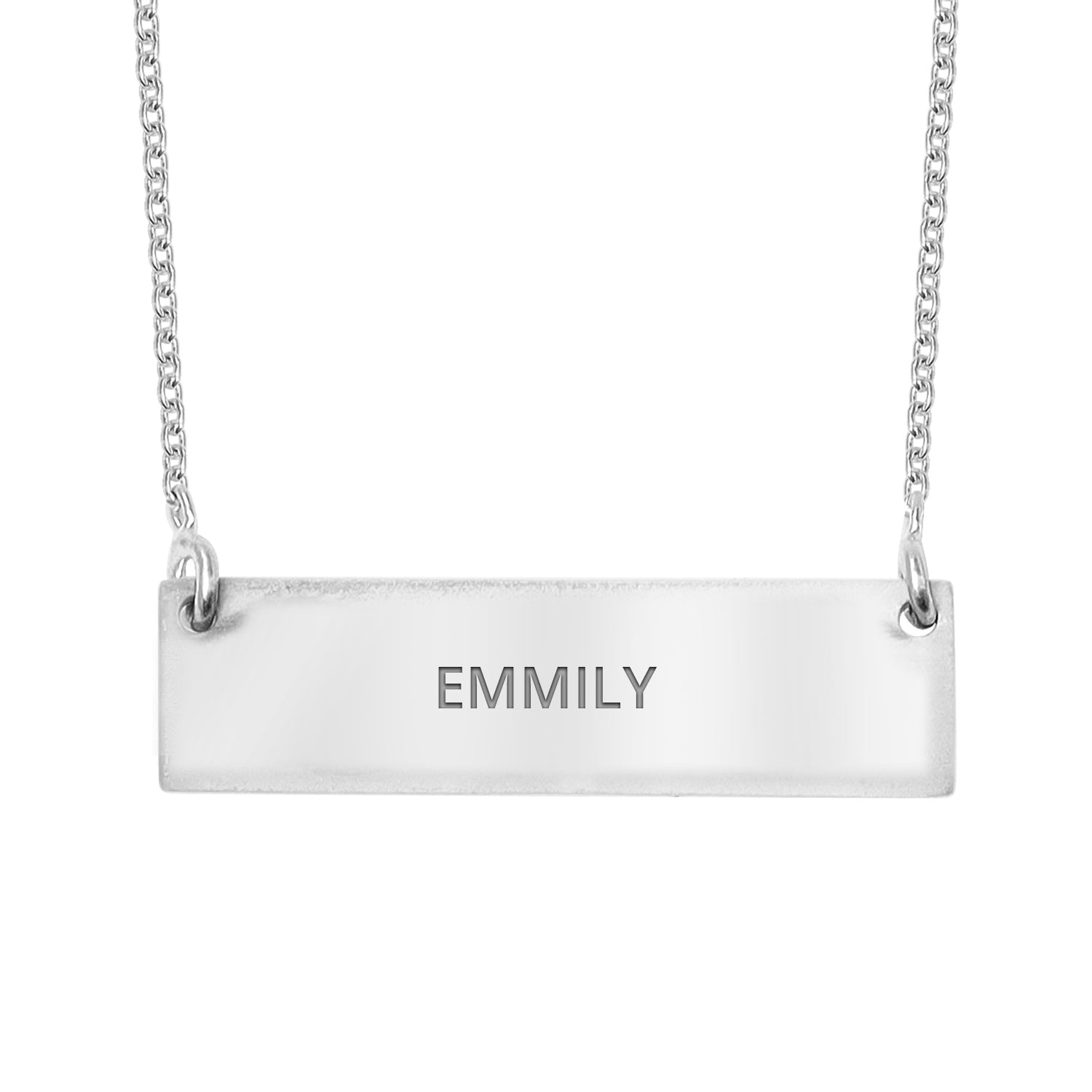 925 Sterling Silver Personalised Eyes Engraved ID & Bar Custom Photo Pendant Necklace for Women