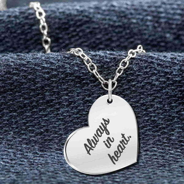 Personalised 925 Sterling Silver Eternal Bond Couple Fingerprint with Name Heart Pendant Necklace for Women