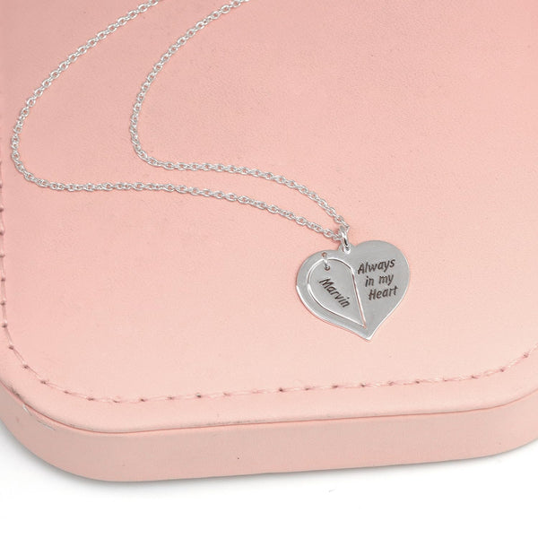 Personalised 925 Sterling Silver Engraved Name and Message Heart Pendant Necklace for Women