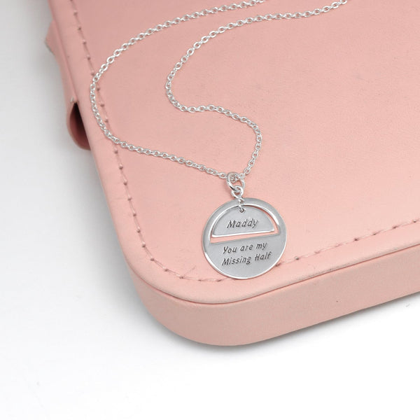 Personalised 925 Sterling Silver Engraved Name and Message Round Disc Pendant Necklace for Women