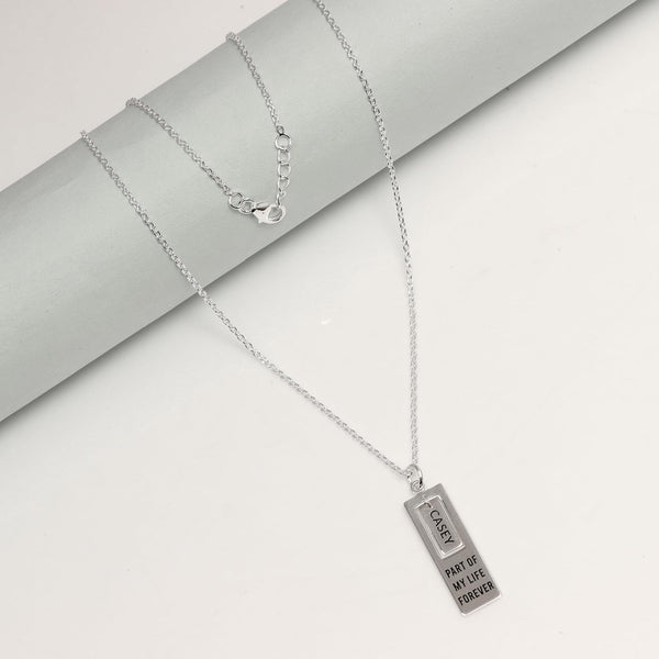 Personalised 925 Sterling Silver Engraved Name and Message Double Bar Necklace for Women