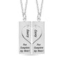 Personalised 925 Sterling Silver Engraved Name and Message Double Heart Bar Necklace for Women