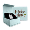 Personalised 925 Sterling Silver Engraved Name and Message Double Heart Bar Necklace with Personalised Message BOX for Women