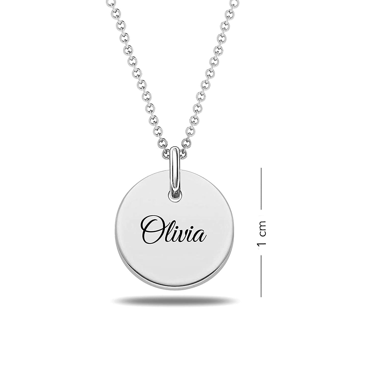 Personalised 925 Sterling Silver Engraved Disc Charm Name Necklace for Teen Women