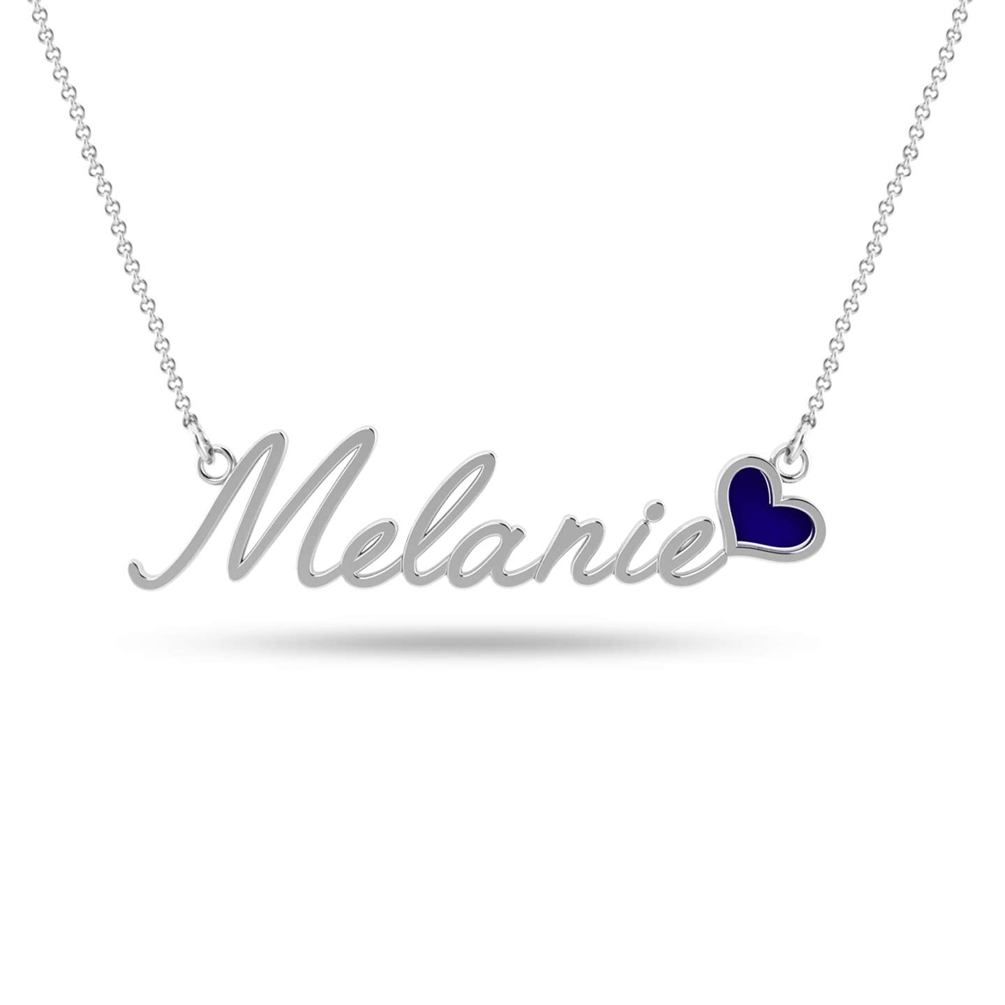 Personalised 925 Sterling Silver Name Heart Necklace with Personalised Message BOX for Teen Women