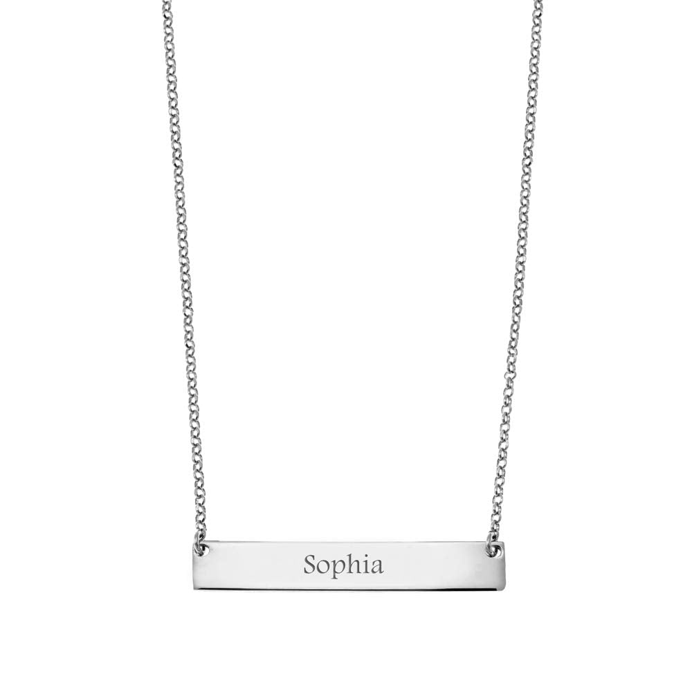 Personalised 925 Sterling Silver Engraved Letter Initial Pendant Bar Necklace for Teen Women