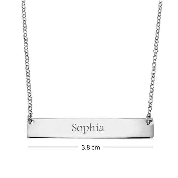 Personalised 925 Sterling Silver Engraved Letter Initial Pendant Bar Necklace for Teen Women