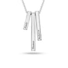 Personalised 925 Sterling Silver Engraved Triple Bar Family Pendant Necklace for Women