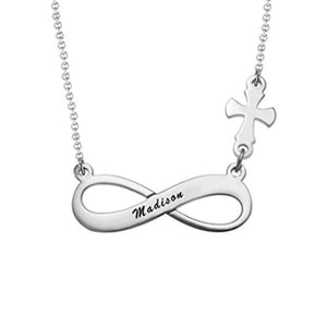 Engraved silver store necklace for her