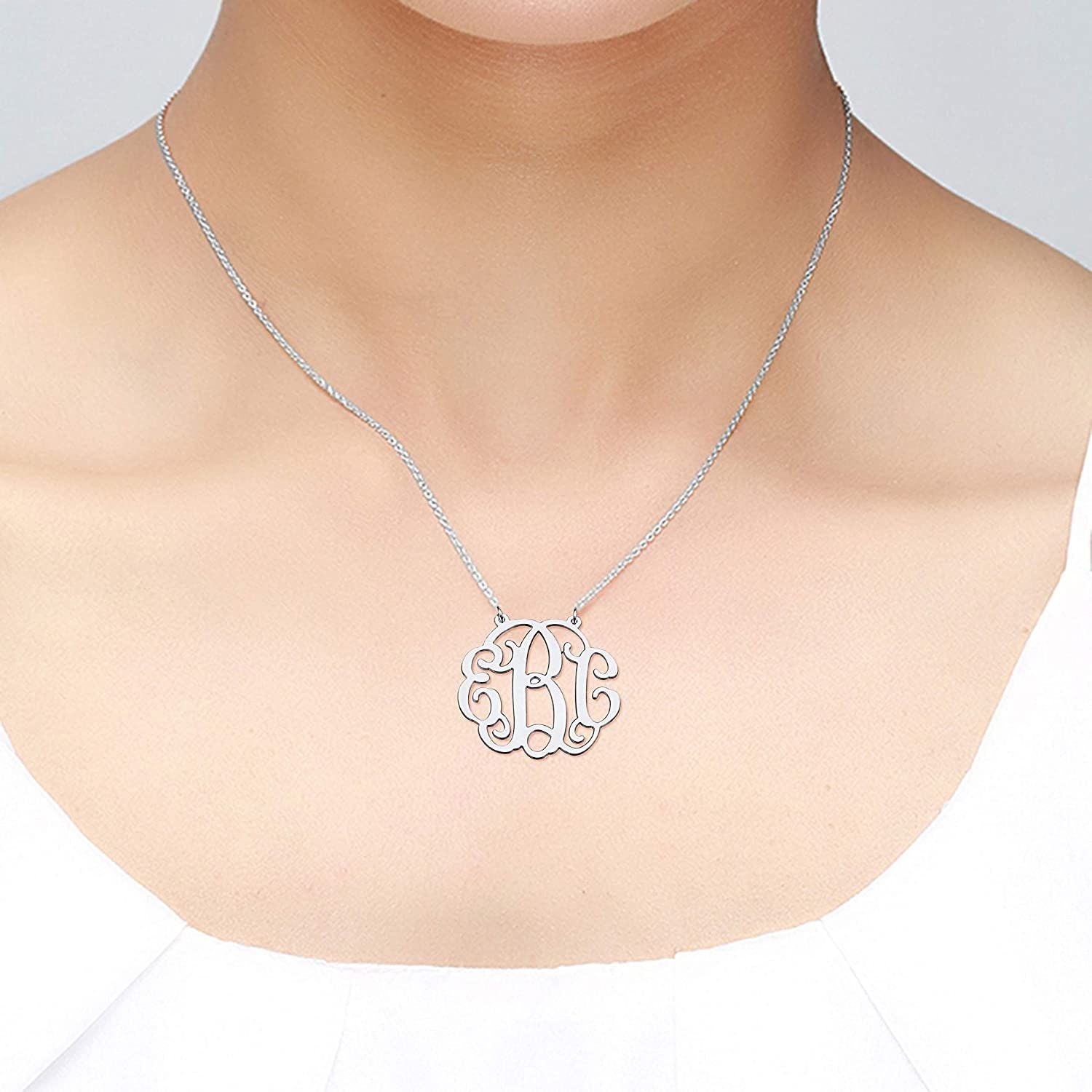 Personalised 925 Sterling Silver Monogram Initial Necklace for Teen Women