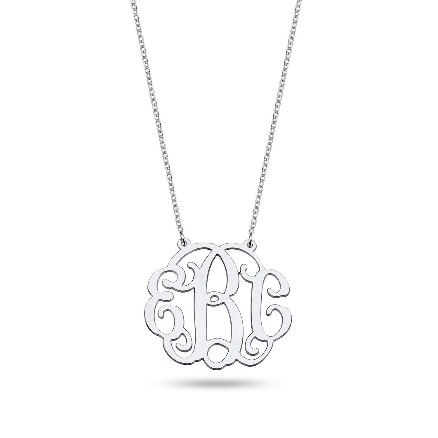 Personalised 925 Sterling Silver Monogram Initial Necklace for Teen Women