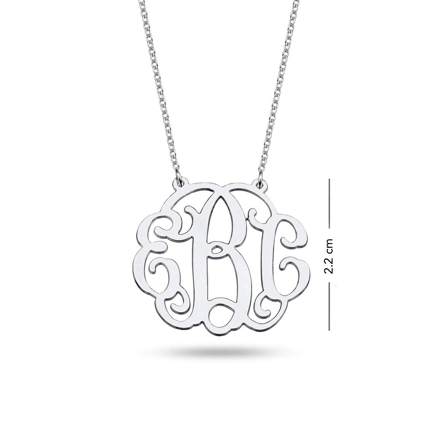 Personalised 925 Sterling Silver Monogram Initial Necklace for Teen Women