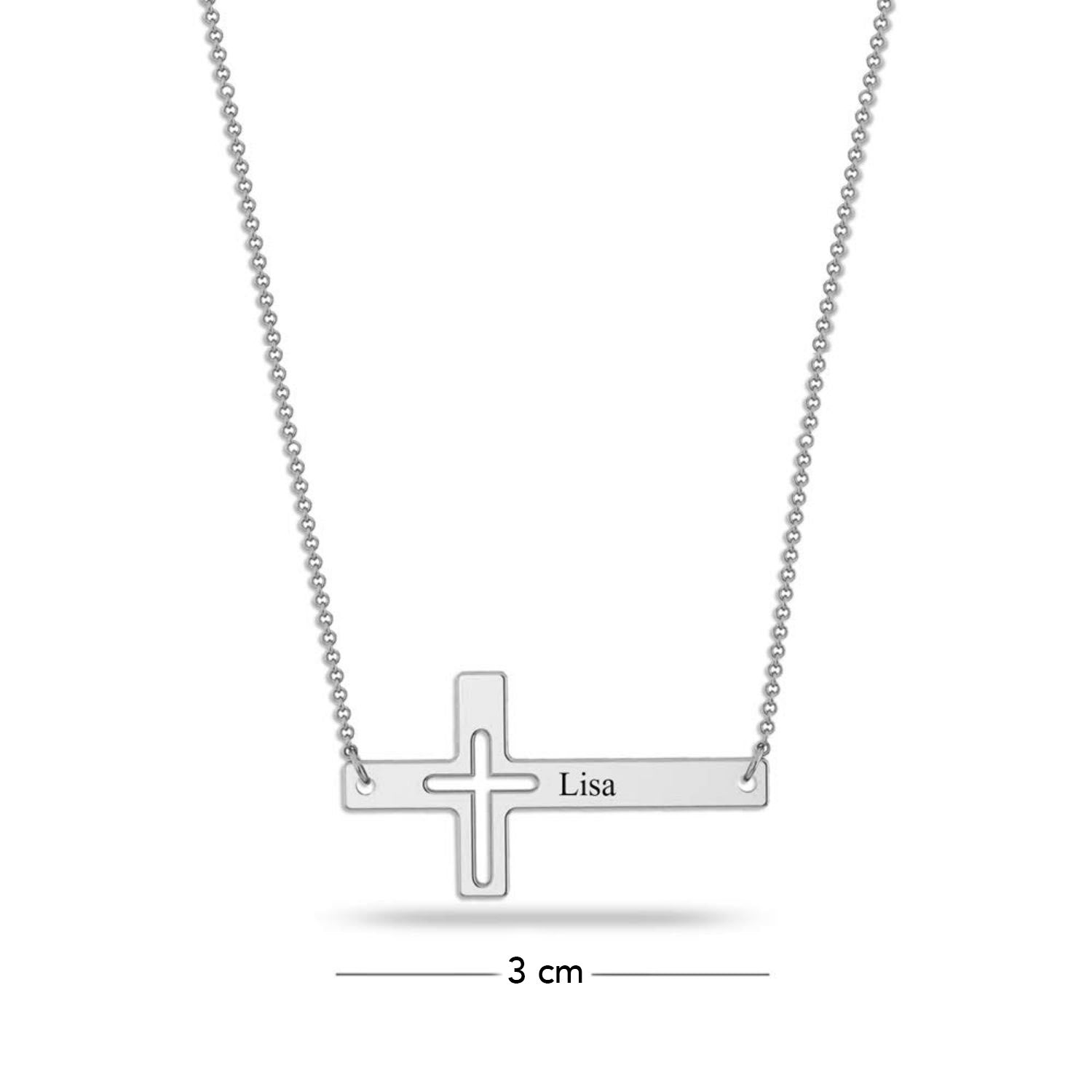 925 Sterling Silver Personalised Engraved Cross Name Necklace for Teen Women