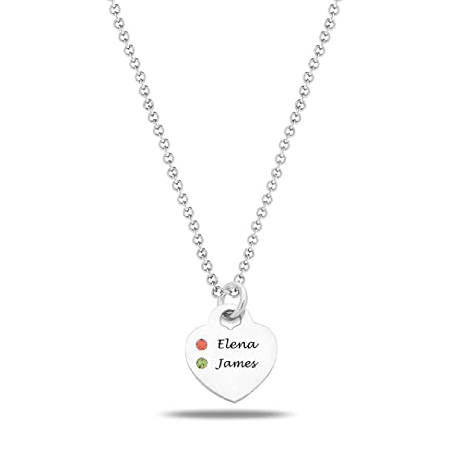 Personalised 925 Sterling Silver Engraved Name Heart Necklace for Women