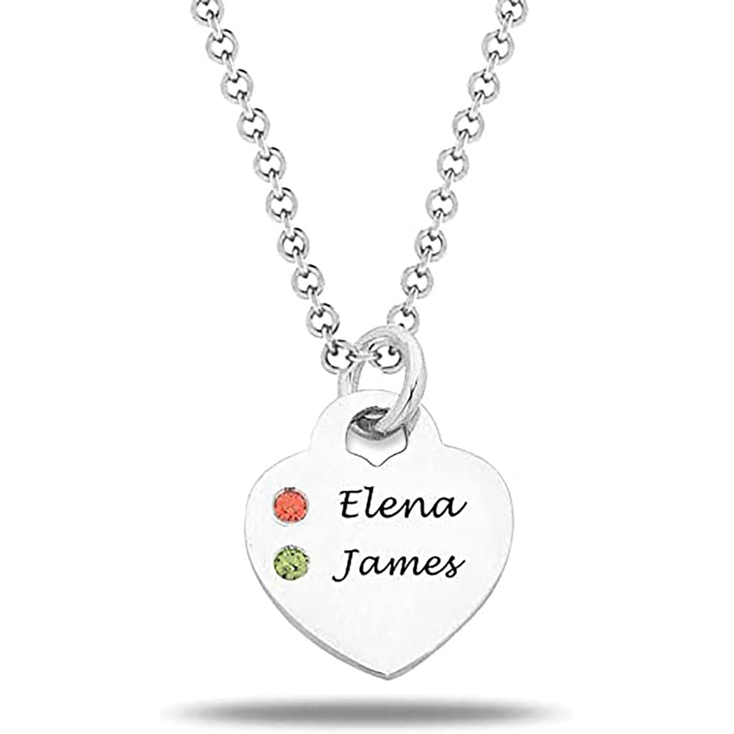 Personalised 925 Sterling Silver Engraved Name Heart Necklace for Women